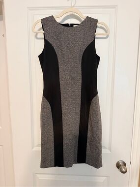 Susana Monaco Black and White Tweed Dress Work Colorblock Office